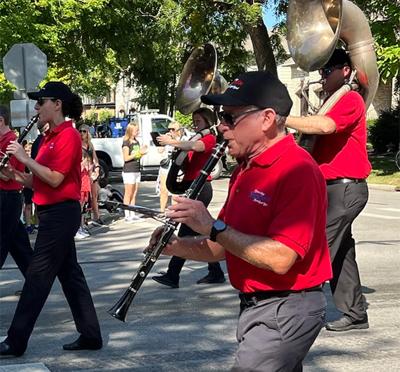 Tom Wolff on clarinet with the Naperville Municipal Band.